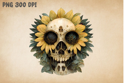 Skull Combine With Sunflowers