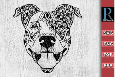 Mandala Pit Bull SVG File&2C; Zentangle Pitbull Cut File&2C; Cricut SVG file