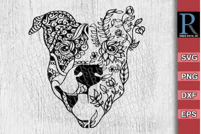 Pit bull SVG File, Mandala Pitbull SVG, Zentangle Pitbull