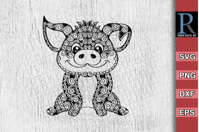 Zentangle Pig SVG, Mandala Pig SVG, Cricut Pig SVG