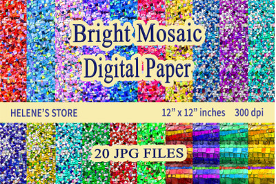 Mosaic Digital Papers, Bight Mosaic Backgrounds, jpg