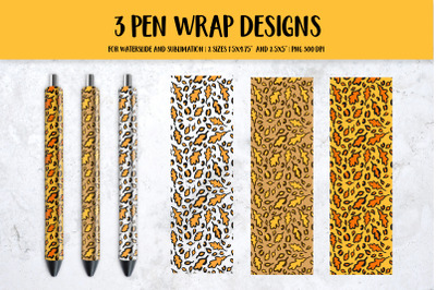 Fall Leaves Leopard Print Pen Wrap Sublimation or Waterslide