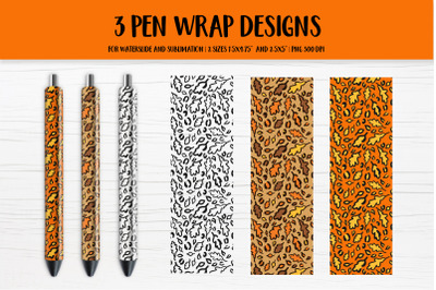 Autumn Leaves Leopard Print Pen Wrap Sublimation or Waterslide