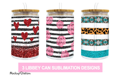 Libbey Glass Can Wrap Bundle | 16oz Libbey Sublimation PNG Designs
