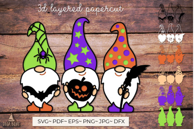 3d halloween gnome svg | Gnome witch layered svg
