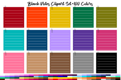 100 Blank notes clipart, Little post it notes clipart set