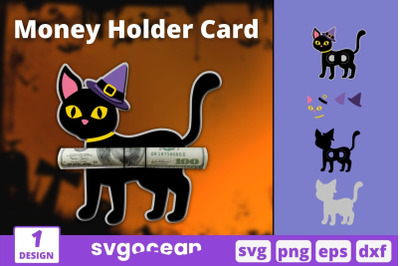 Black Cat Money Holder Card Svg