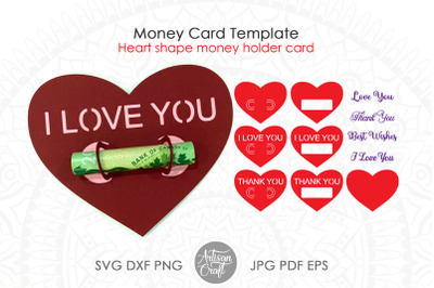 Money card template, heart SVG, Valentine Money Card, money card SVG, heart shape SVG