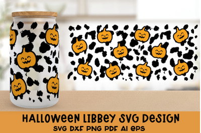 Halloween Libbey Glass Can SVG. Pumpkin Glass Can Wrap SVG.