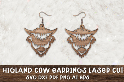 Highland Cow Earring SVG. Earrings Jewelry laser Cut File.