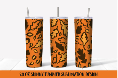 Fall Leaves Leopard Print Tumbler Wrap Sublimation