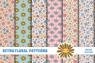 Retro floral seamless patterns / digital papers