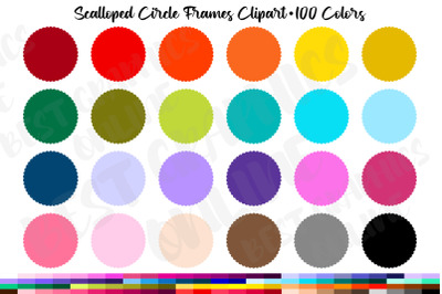 100 Scalloped Circle Frames Clipart, Circle Frame Clip Art