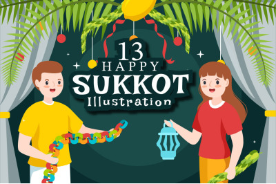 13 Jewish Holiday Sukkot Illustration