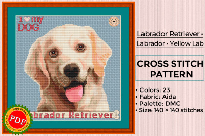 Labrador Cross Stitch Pattern | Yellow Lab