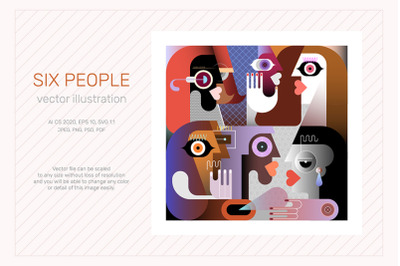 Six People vector illustration