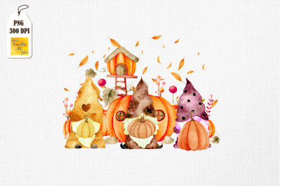 Autumn Fall Gnomes Hold Pumpkin