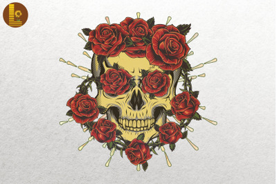 Red Roses With A Skull Garden Gardener