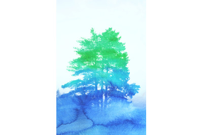 Pine tree watercolor