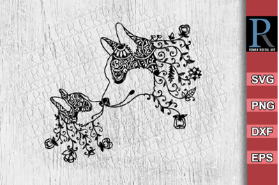 Corgi SVG Cricut Design, Corgi Mandala Cut File, Corgi dog Clipart