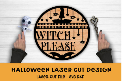 Halloween Laser Cut. Halloween SVG Cut File. Round Door Sign