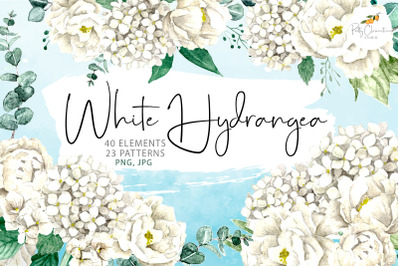 Watercolor Hydrangea Bouquets | White Watercolor Flowers