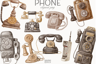 Vintage phones clipart and patterns