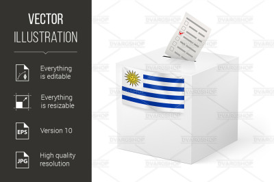 Ballot box with voting paper. Uruguay