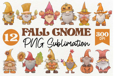 Fall Gnome PNG Sublimation, Fall Gnome Clipart