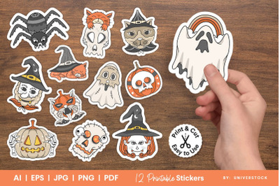 Halloween Printable Stickers for Cricut, Spooky Stickers Designs