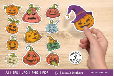 Halloween Pumpkin Character Stickers, Pumpkin Stickers Pack