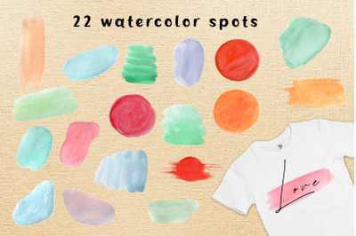 Watercolor stains. Clipart paint splatter. Hand draw