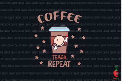 Coffee Teach Repeat retro smiley