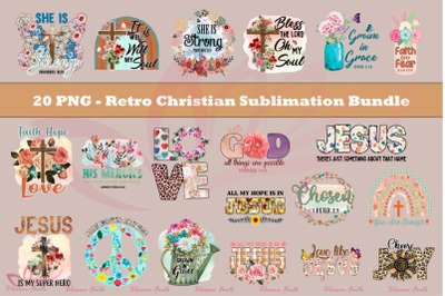 20 PNG - Retro Christian Sublimation Bundle