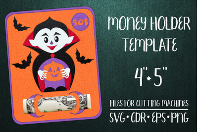 Little Vampire Halloween Card| Money Holder Template