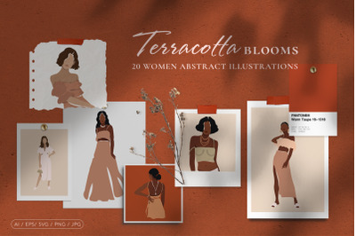 Terracotta Blooms Illustration Set