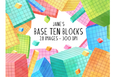 Watercolor Base Ten Blocks Clipart