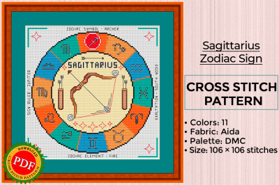 Sagittarius Cross Stitch Pattern | Sagittarius Zodiac Sign