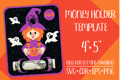 Witch Halloween Card|Money Holder Template