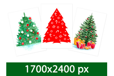 3 watercolor Christmas designs in JPG and PDF