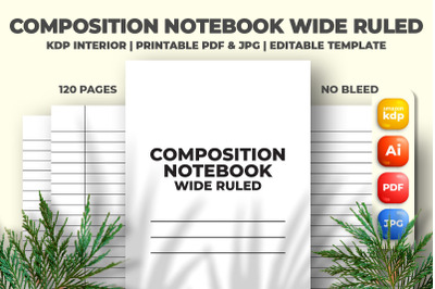 Composition Notebook Wide Ruled KDP Interior