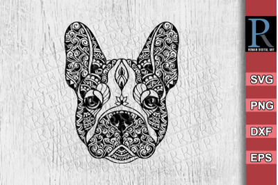 Mandala French Bulldog SVG File&2C; Zentangle Dog Cricut Cut File