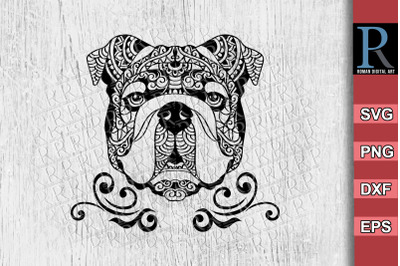 English Bulldog SVG File, Mandala English Bulldog Cricut SVG