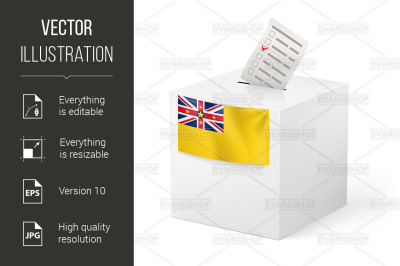 Ballot box with voting paper. Niue