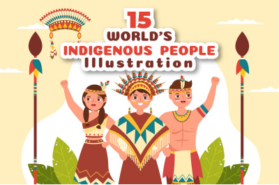 15 Worlds Indigenous Peoples Day Illustration