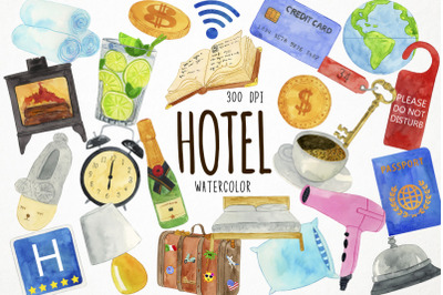 Watercolor Hotel Clipart, Hostel Clipart, Motel Clipart, Vacation