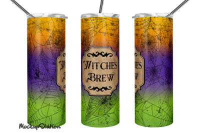 Witches Brew Tumbler Sublimation Design | Halloween Spider Web Tumbler