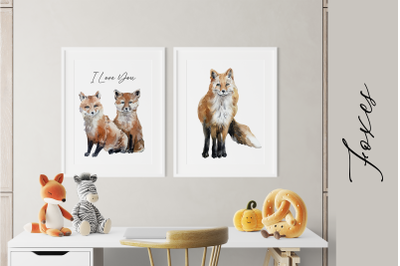 Watercolor Fox Life Cycle and Clip Arts