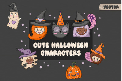 Cute Halloween Characters Clipart