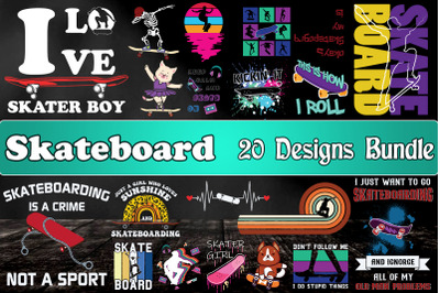 Skateboard SVG Bundle 20 designs